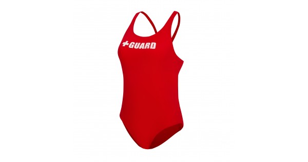 Buy Guard Swimsuit One Piece Wide Strap w/Shelf Bra (Red, 34) at